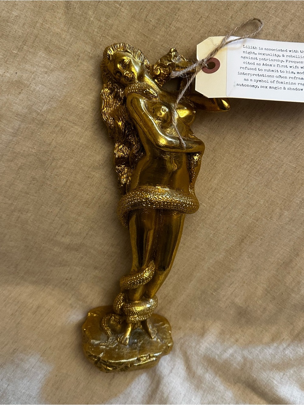 Lilith Gold Serpent Embrace Figurine - Home Art Sculpture Heavy